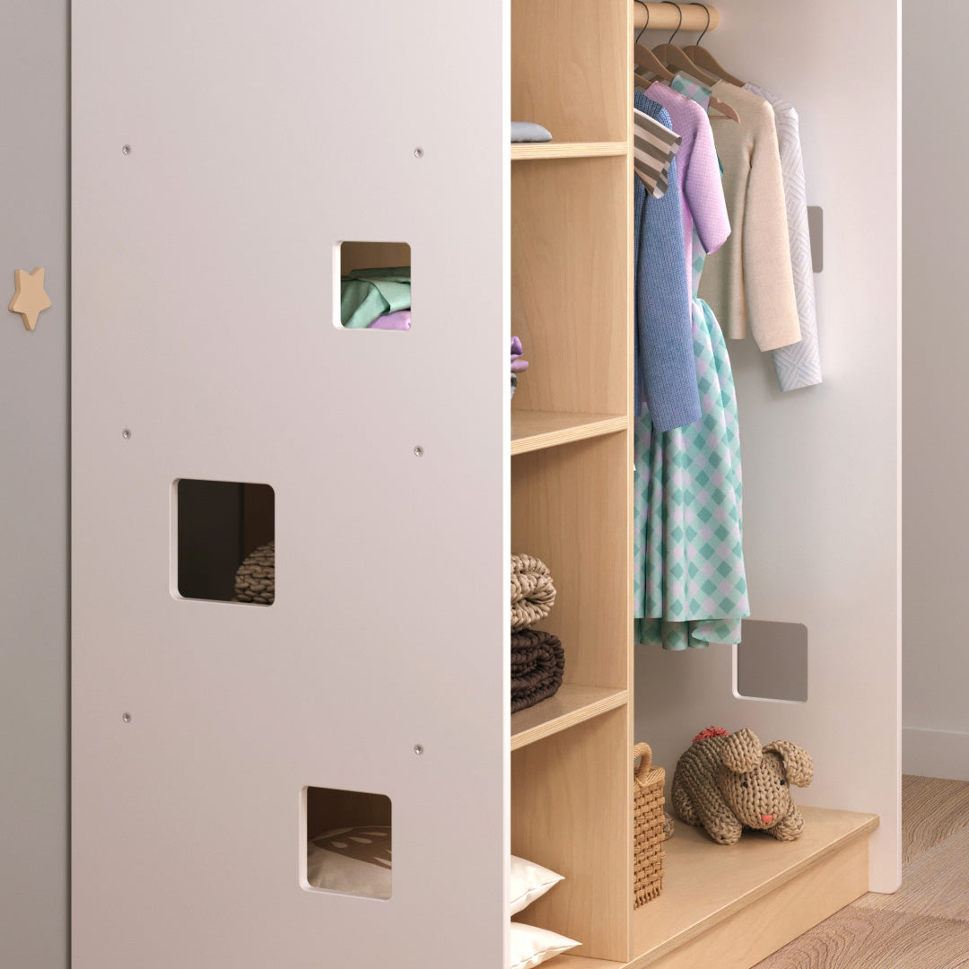 Wardrobe without shelf with maxi shelf - Montessori®